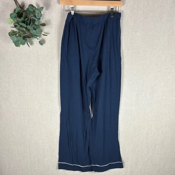 Women's WoolX Harper Navy Pajama Set with White Trim - Picture 14 of 14